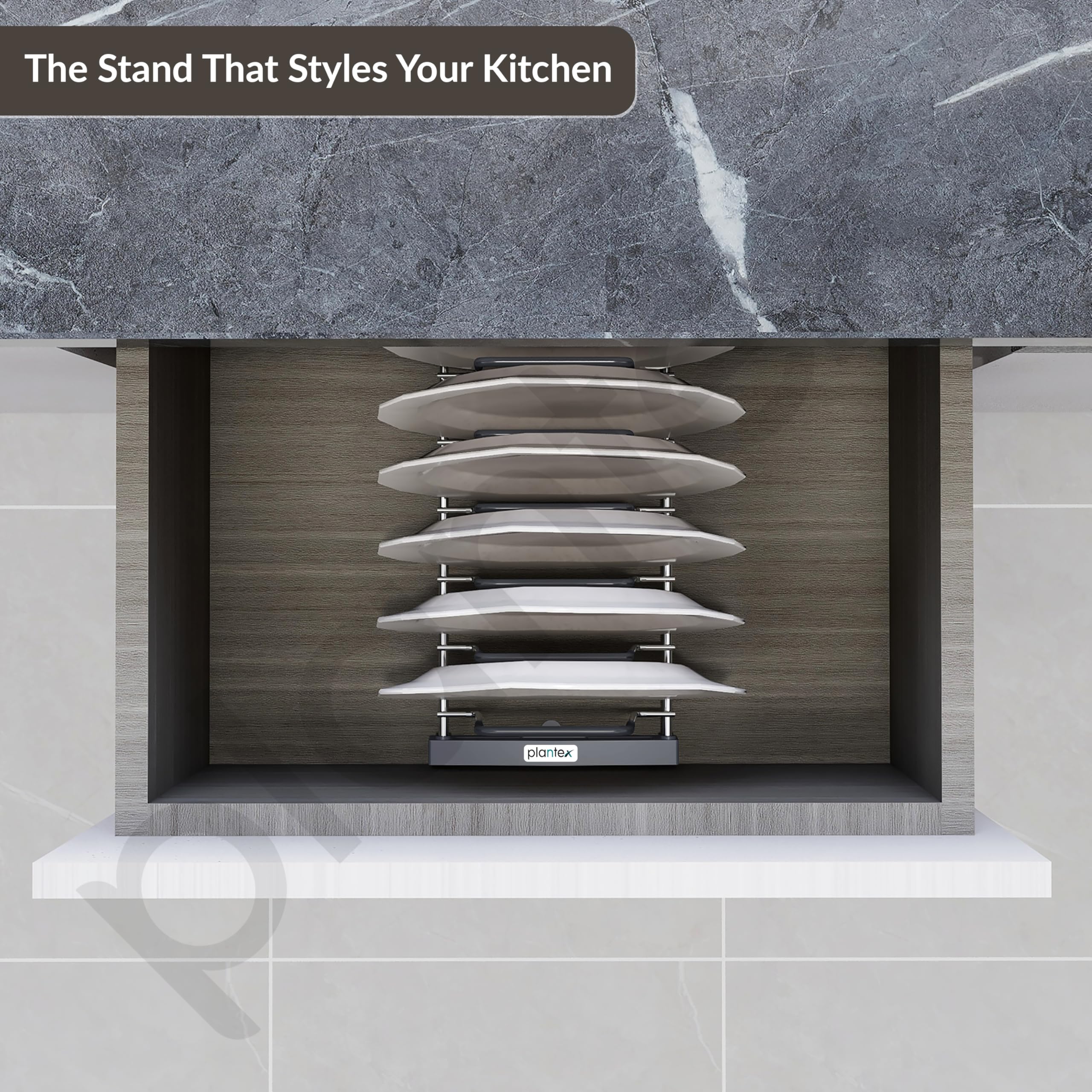 Plantex Stainless Steel Plate Stand/Dish Rack/Thali Stand for Modular Kitchen/Tandem Box Accessories - 12 Sections (Chrome/Pack of 1) - Image 6