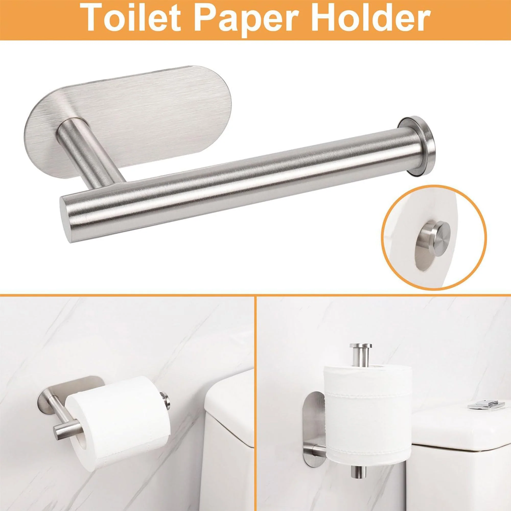Plantex Stainless Steel Self Adhesive 16 inch Towel Holder/Napkin Holder/Paper Holder/Robe Hook for Bathroom/Bathroom Accessories - 4 Pcs Combo (Matt) - Image 4