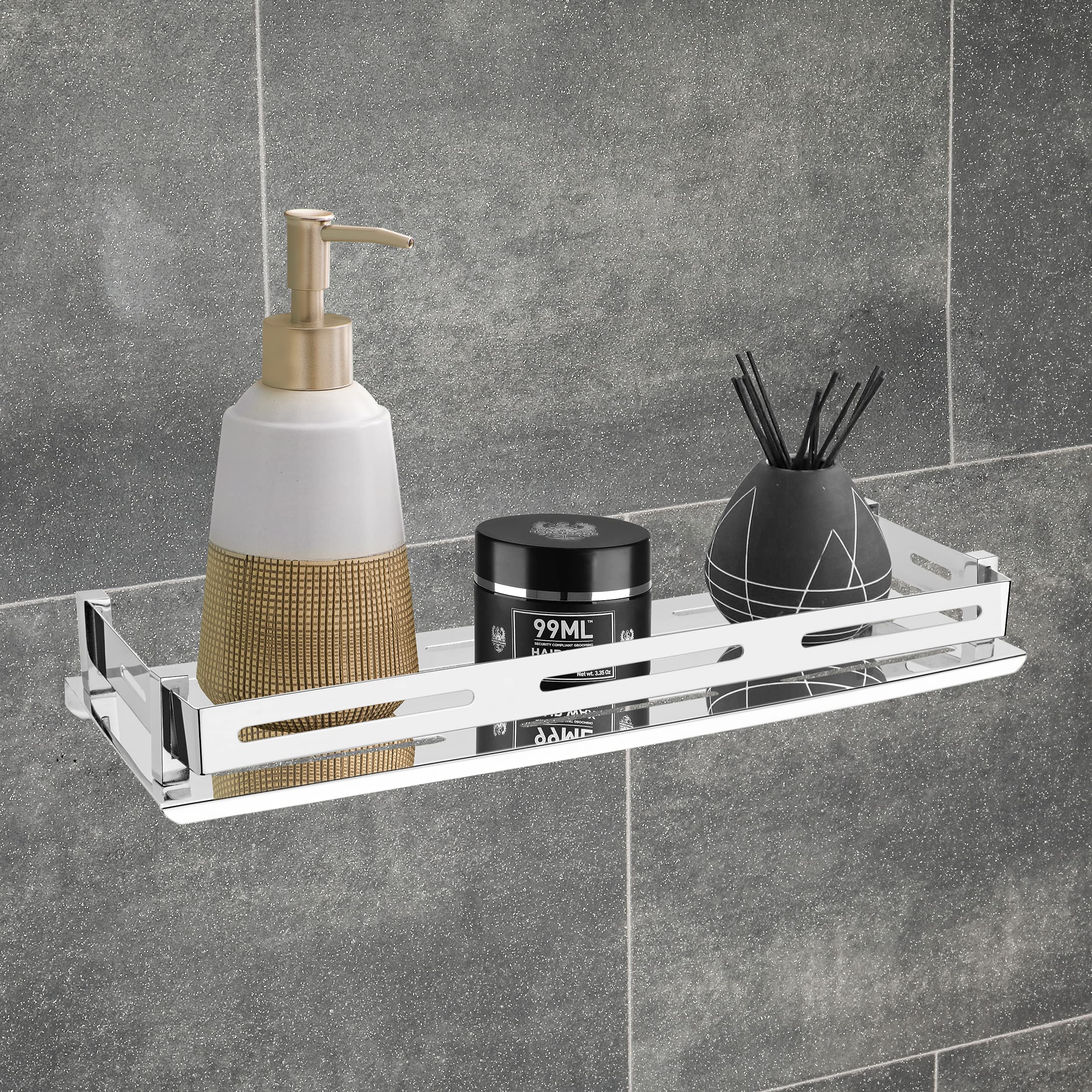 Plantex Stainless Steel Shelf for Bathroom/Kitchen Rack/Wall Mounted Bathroom Shelf/Bathroom Organiser (15x5 inches, Chrome) - Image 6