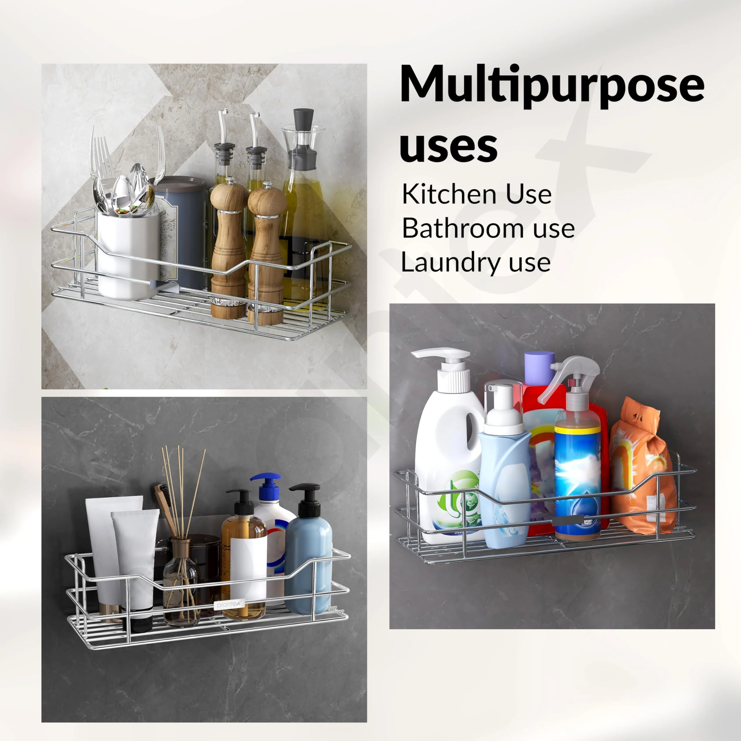 Plantex Stainless Steel Shelf/Rack/Organizer for Bathroom and Kitchen Accessories/Bathroom Shelf for Wall (Chrome-Silver) - Image 7