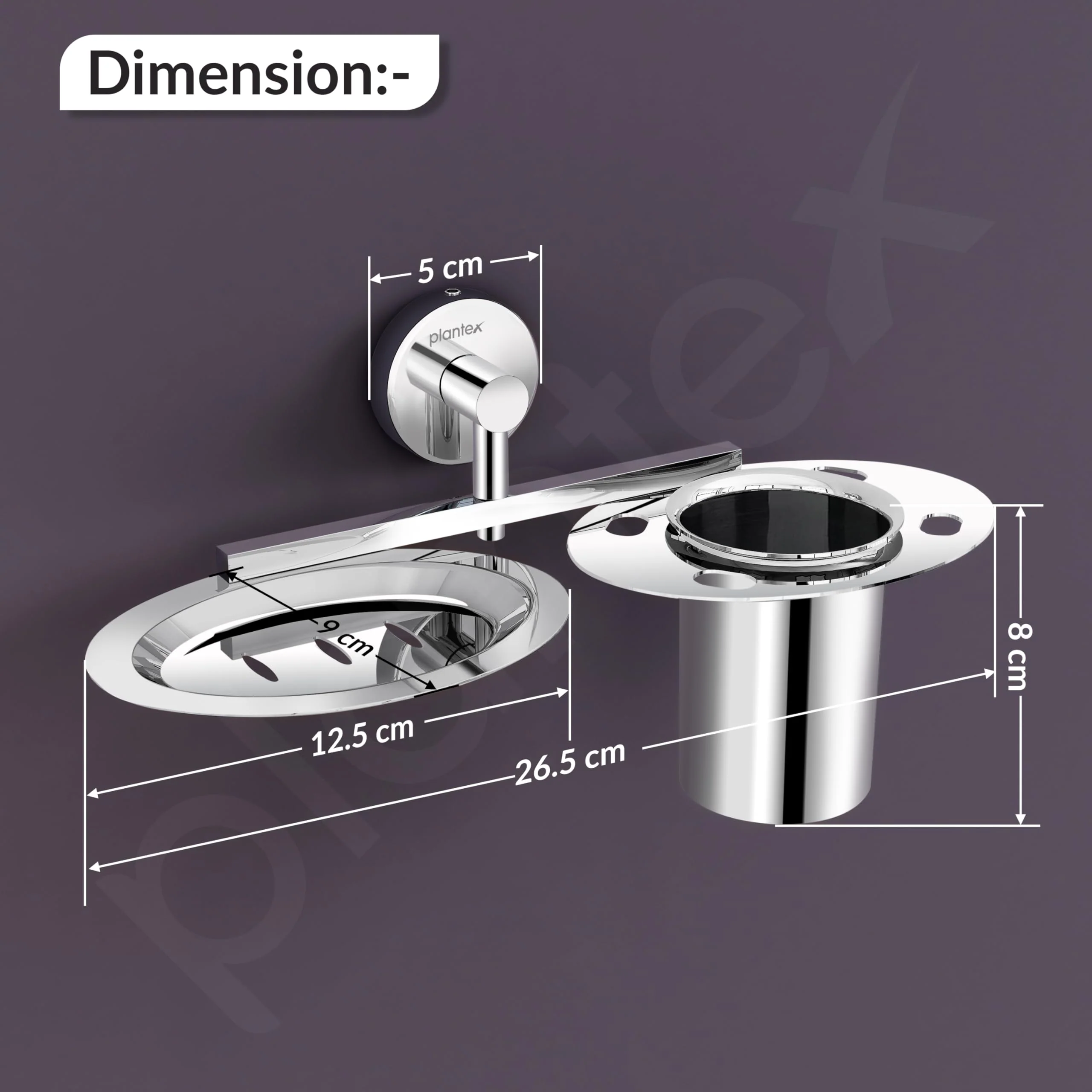 Plantex Stainless Steel Soap Dish with Tumbler Holder/Soap Dish with Toothpaste Holder/Soap Holder for Bathroom/Bathroom Accessories (Chrome) - Image 4