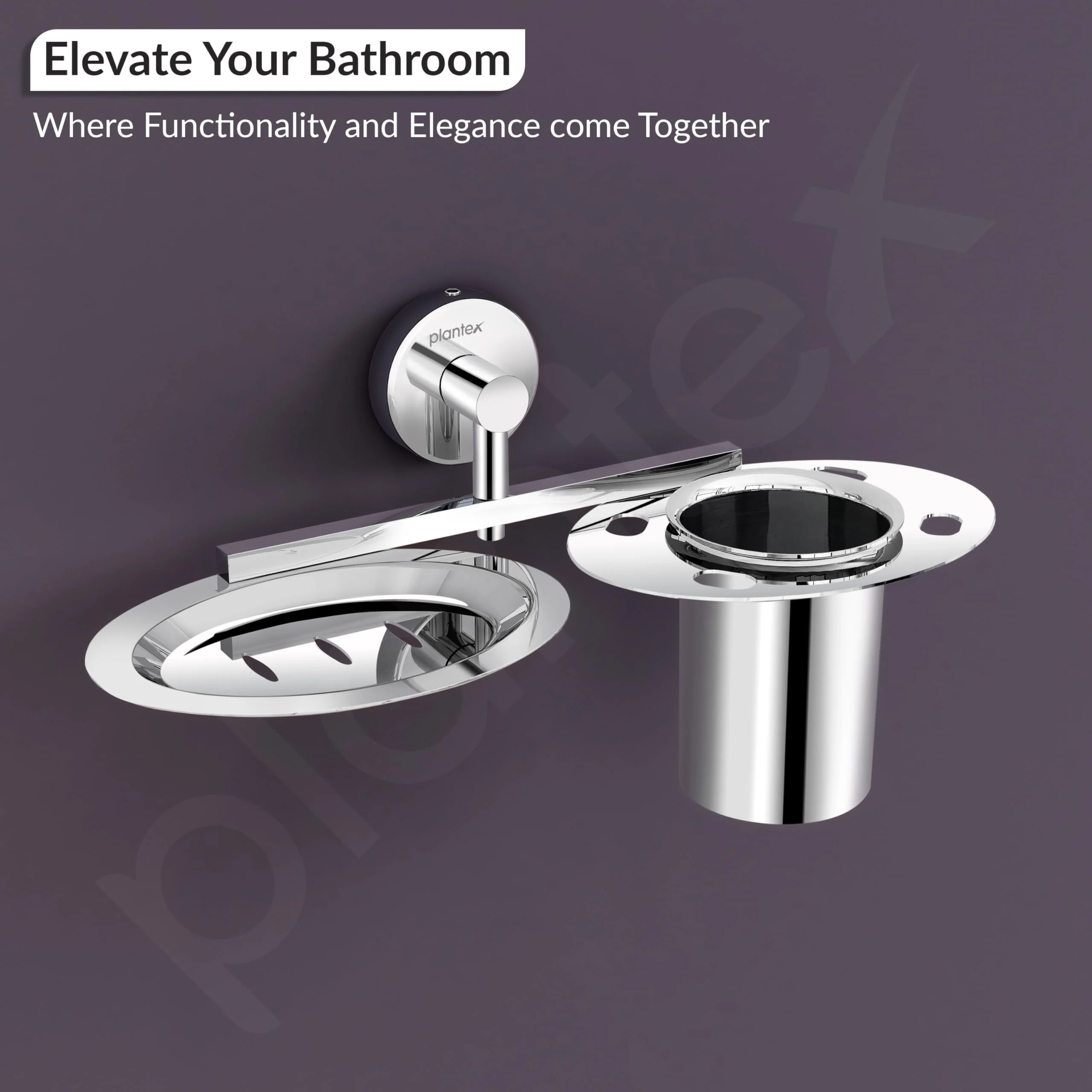 Plantex Stainless Steel Soap Dish with Tumbler Holder/Soap Dish with Toothpaste Holder/Soap Holder for Bathroom/Bathroom Accessories (Chrome) - Image 7