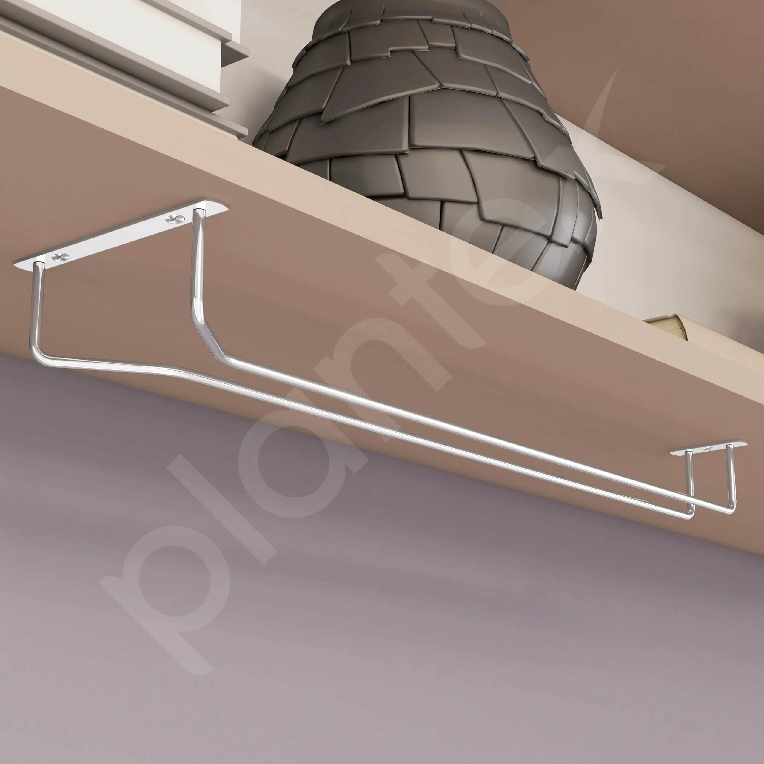 Plantex Stainless Steel Wine Glass Rack/Holder Upside Down Glass Hanging Organizer/Glass Hanging Stand for Pubs/Kitchen/Bars - (Single Line - L20 x W4.5 Inches), Tiered Shelf - Image 4