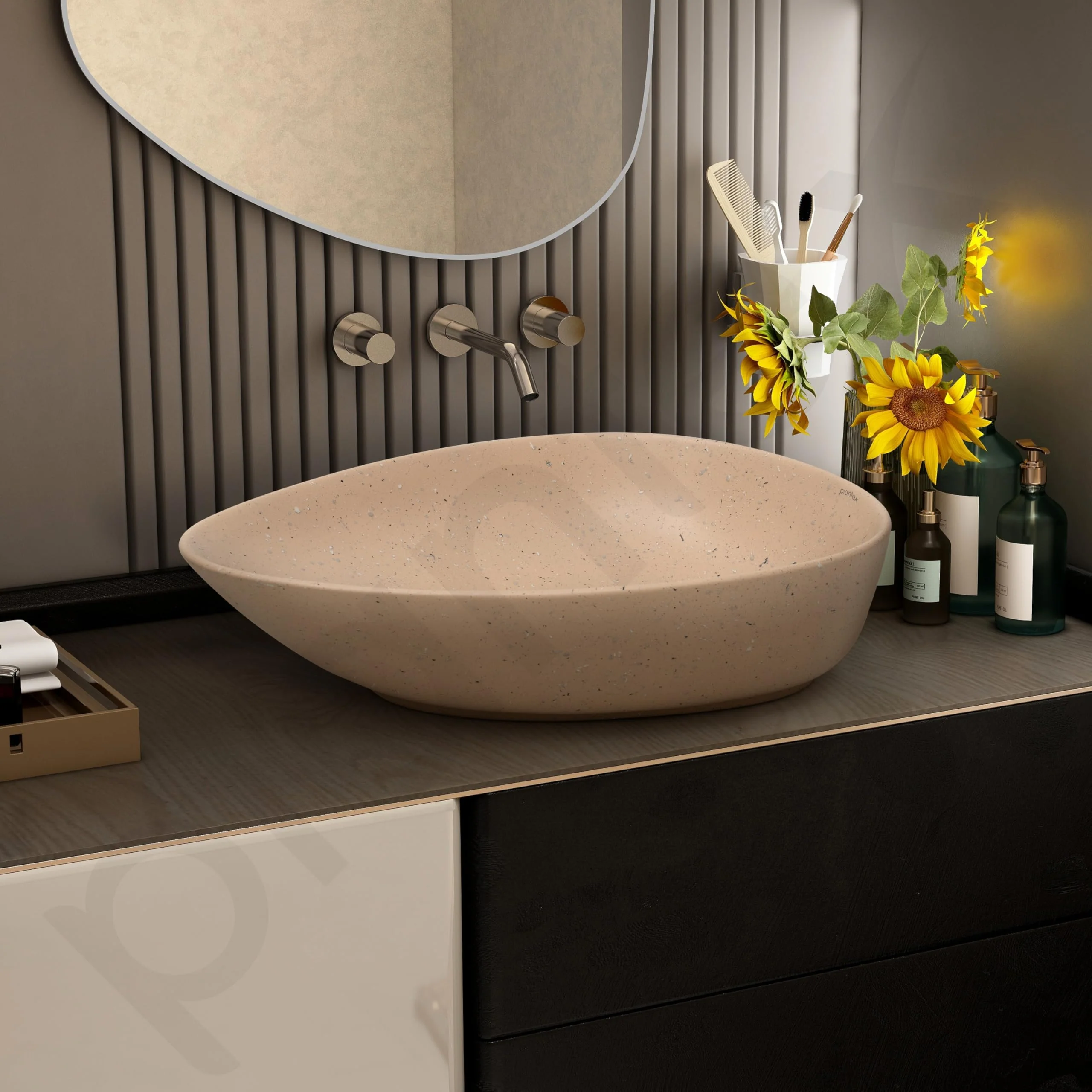 Plantex Table Top Wash Basin for Bathroom/Oval Countertop Vessel Sink Basin for Home/Office/Designer Ceramic Basin (Peach,22 x 15.5 x 5 Inch) - Image 6
