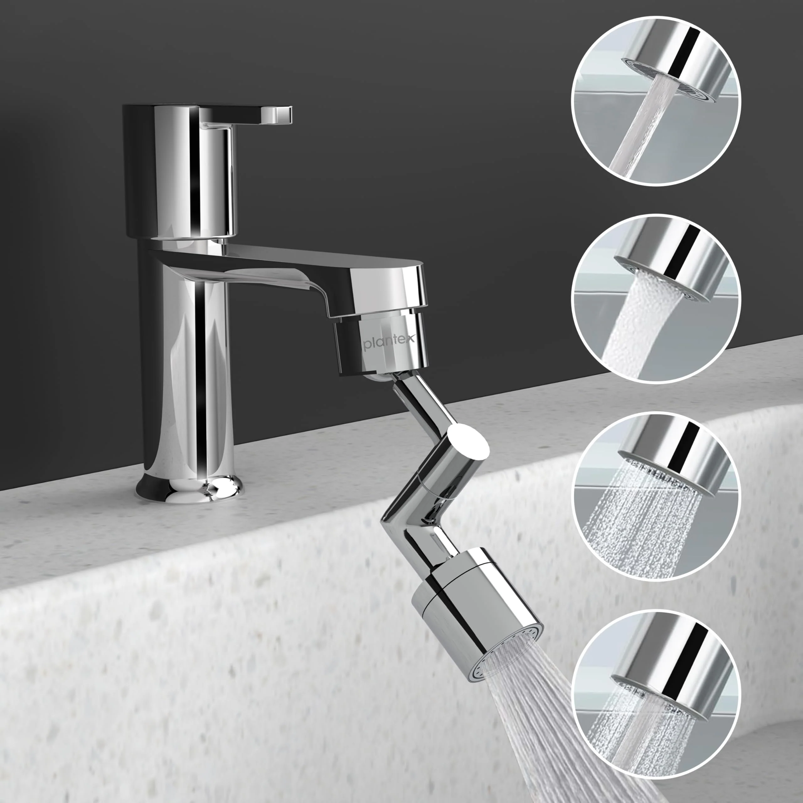 Plantex Tap Aerator for Kitchen/Tap Extender for Kitchen Sink/Tap Extension for Kitchen/Water Saving Movable Sink Faucet/Fits F22 and M24 mm tap (XL-2042/Chrome) - Image 7