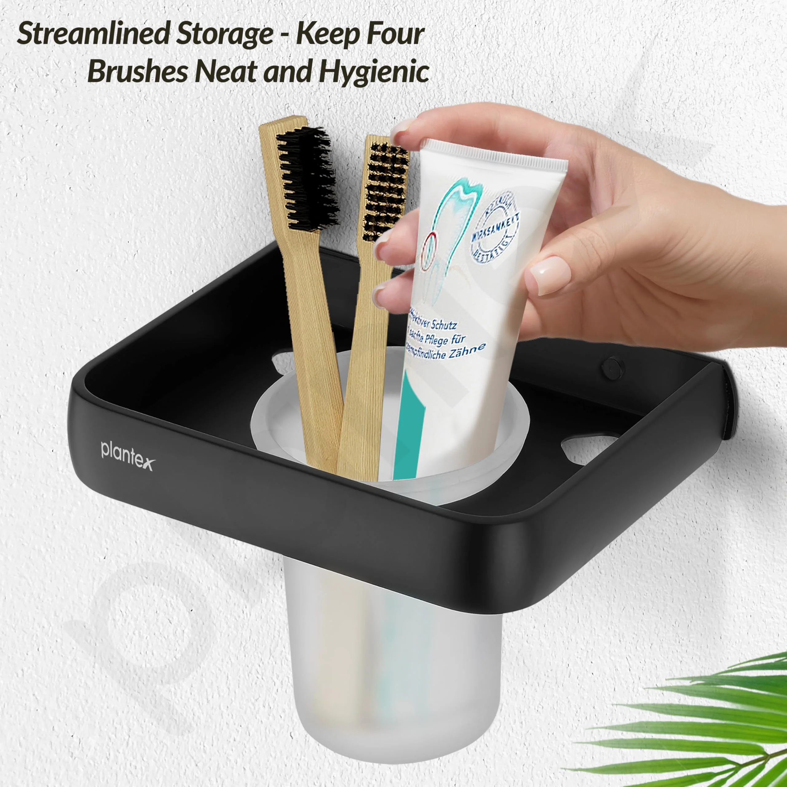 Plantex Toothbrush Holder/Tumbler Holder for Bathroom/Toothpaste/Razor Holder/Tooth Brush Holder/Bathroom Accessories - (Black) - Image 4
