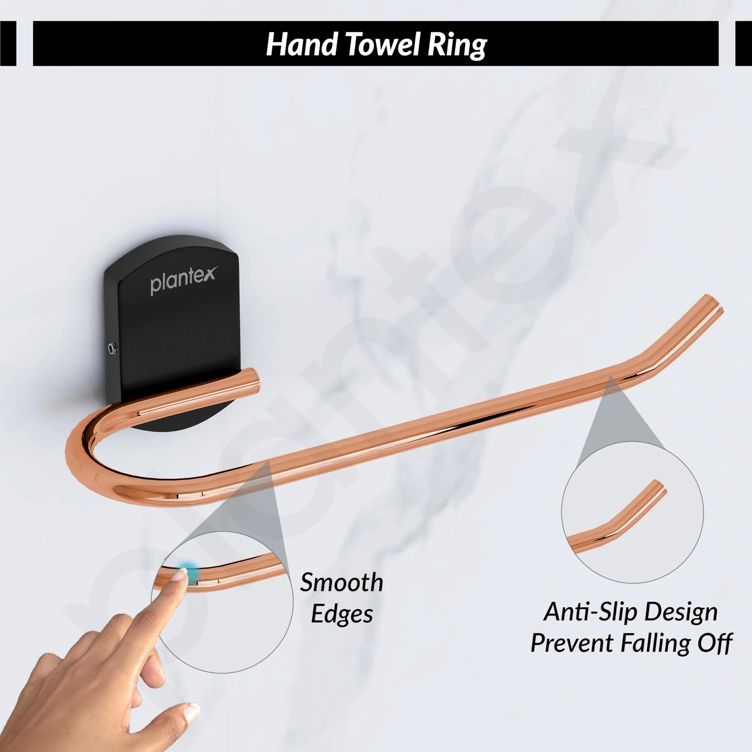Plantex Towel Hanger for Wash Basin/Towel Ring for Bathroom/Napkin Holder for Wash Basin/Bathroom Accessories (Parv) Rose Gold & Black - Image 7