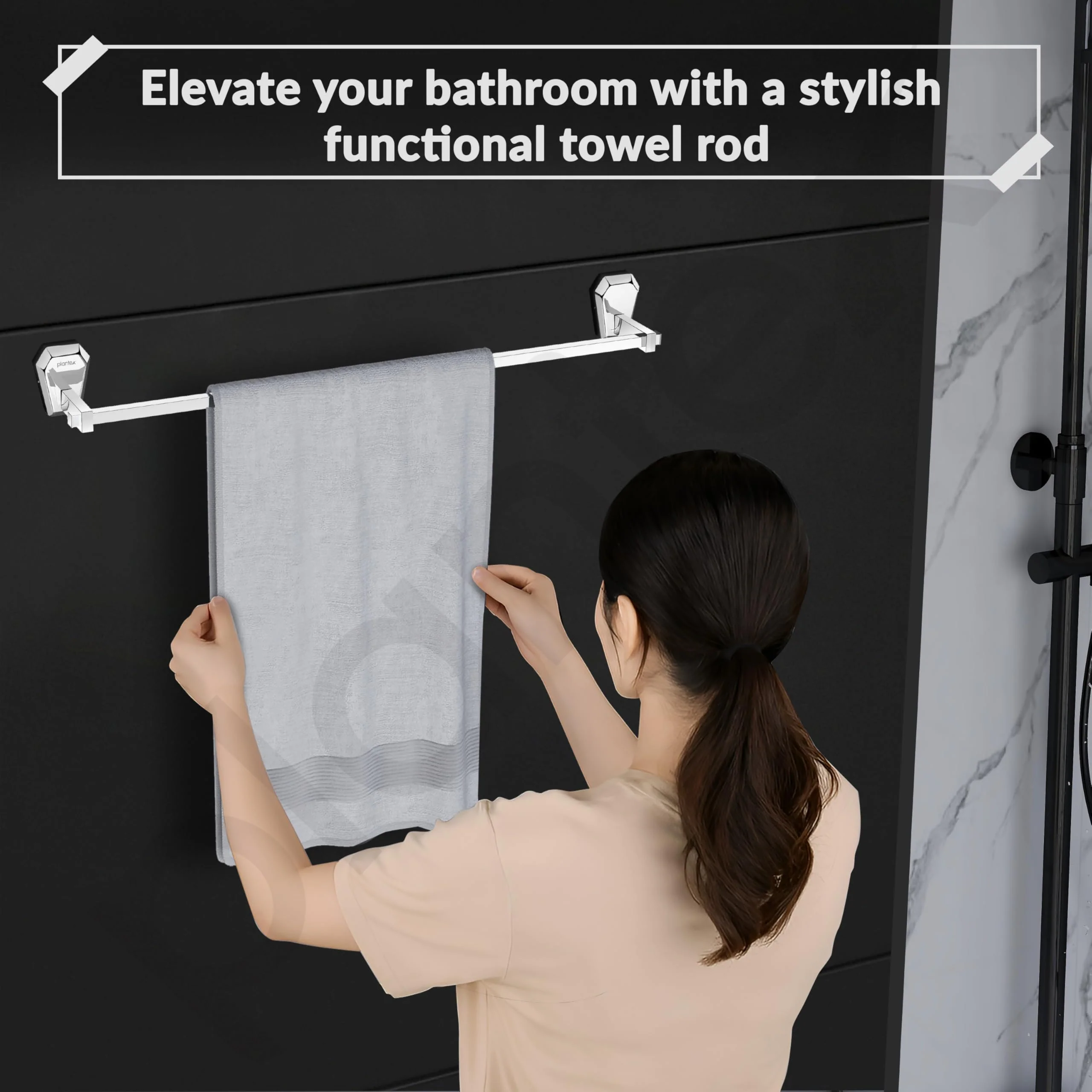 Plantex Towel Rod for Bathroom/304 Grade Stainless Steel Towel Bar/Towel Stand/24 Inch Towel Hanger/Bathroom Accessories - Pack of 1 (PM-2402, Chrome) - Image 6