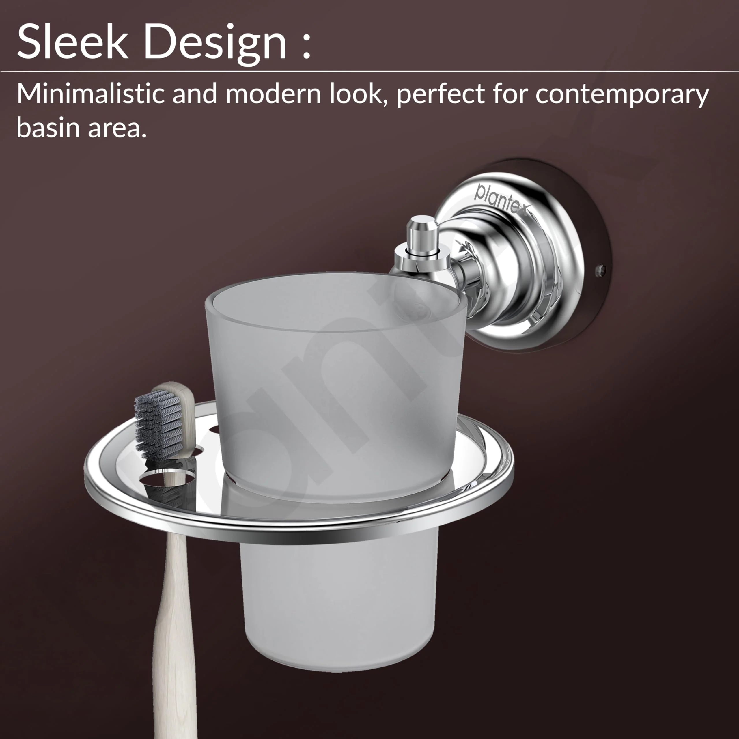 Plantex Tumbler for Bathroom/304 Grade Stainless Steel Toothbrush Holder/Bathroom Accessories - Pack of 1 Skyllo(Chrome) - Image 6