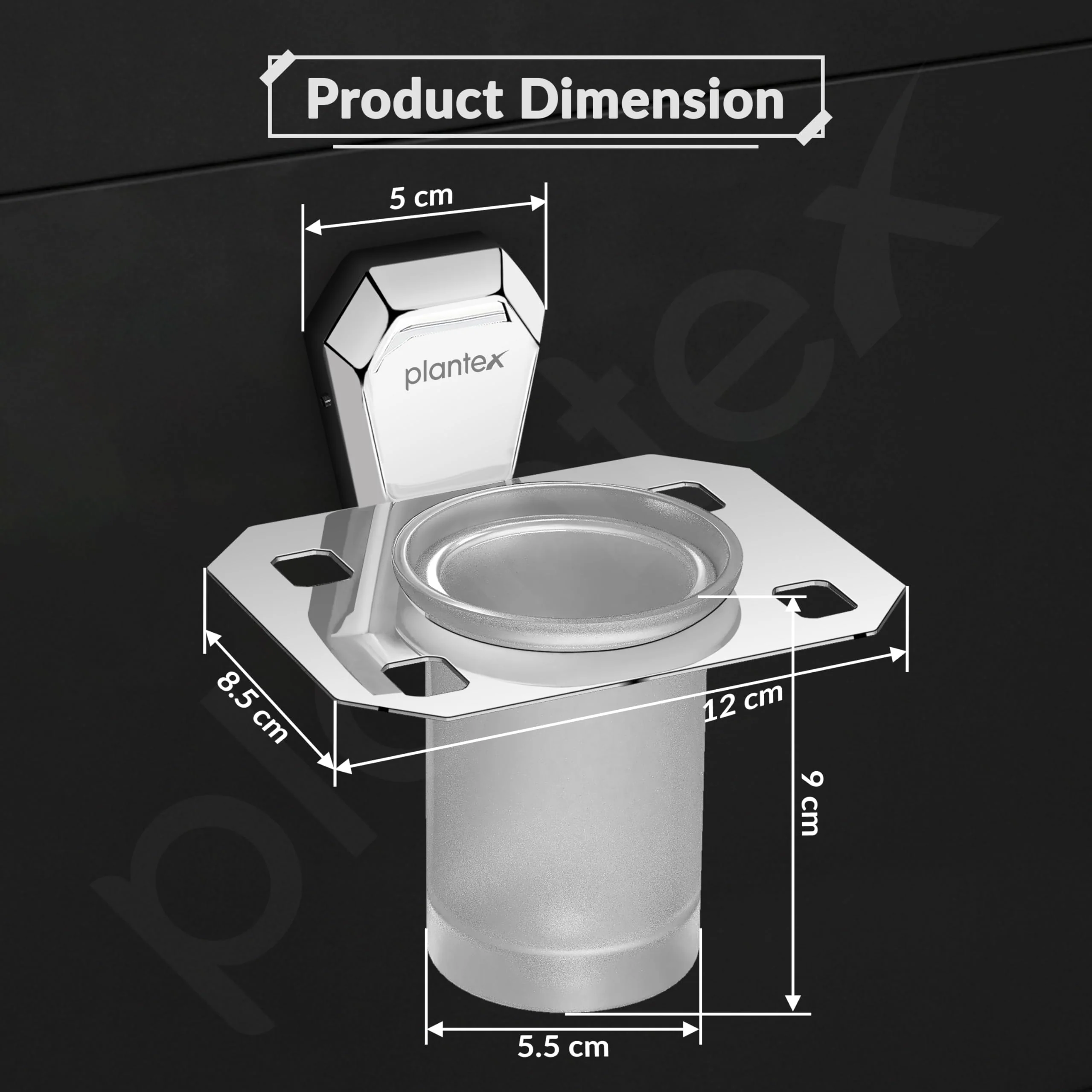 Plantex Tumbler Holder for Bathroom/304 Grade Stainless Steel Toothbrush Holder/Toothpaste/Razor Holder/Bathroom Accessories - Pack of 1 (PM-2406, Chrome) - Image 4