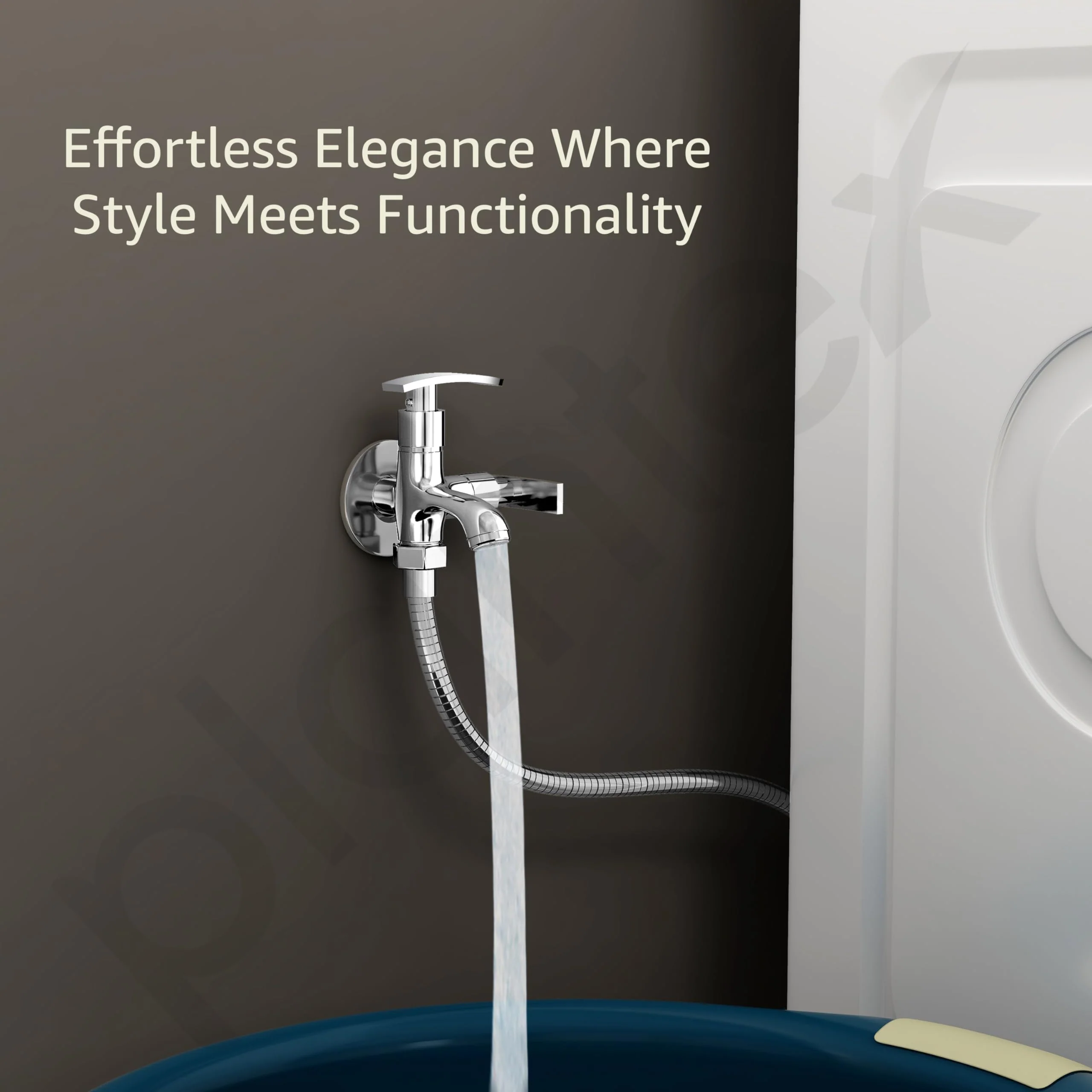 Plantex Two Way Tap for Washing Machine with Water Saving Aerator/2 in 1 Bibcock Water Tap for Bathroom with Brass Spindle and Wall Flange/Bathroom Tap-(SMR-1265-Chrome) - Image 5