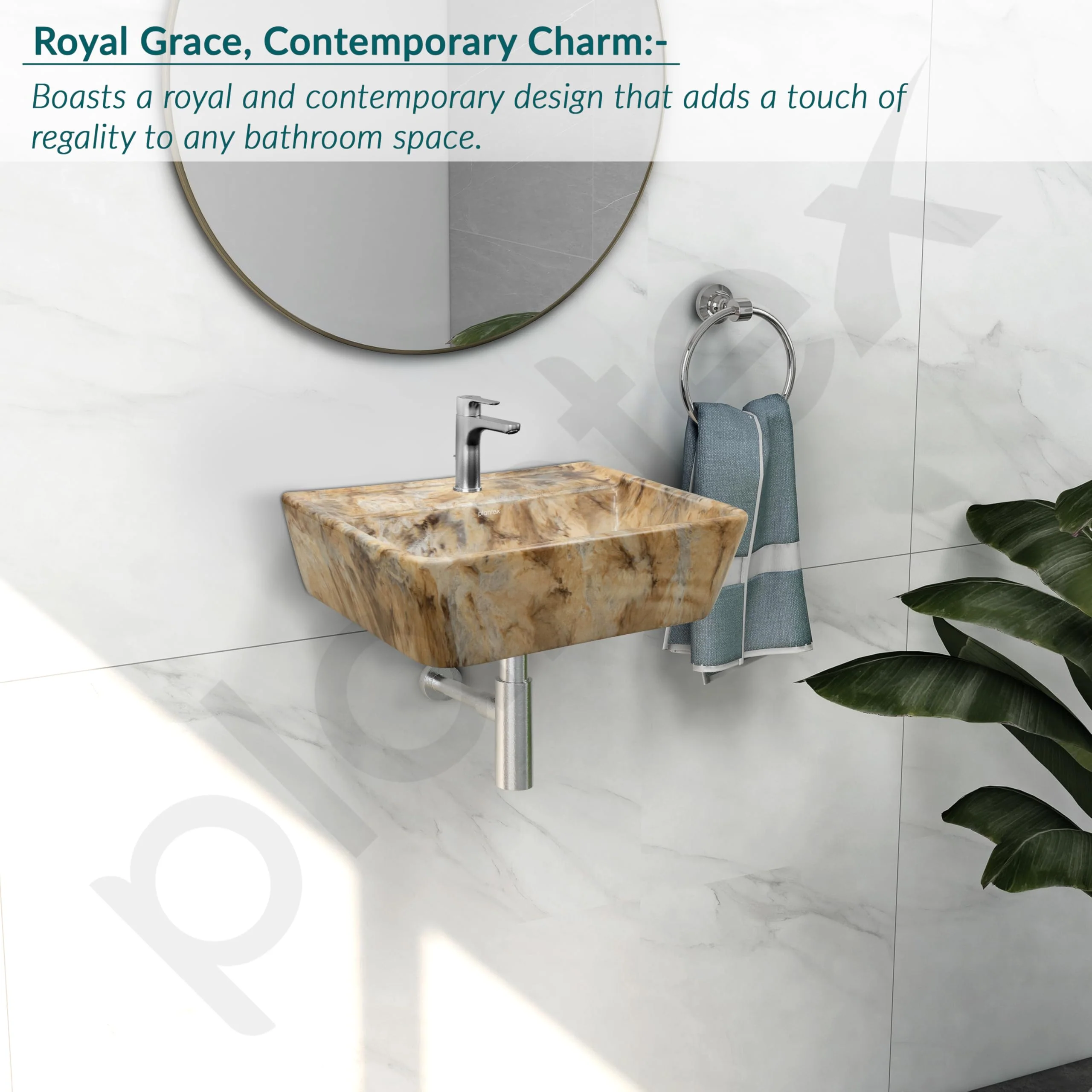 Plantex Wall Hung Wash Basin for Bathroom/Designer Ceramic Basin/Rectangle Countertop Washbasin/Home/Office (17 x 14 x 5 Inch) - Image 6