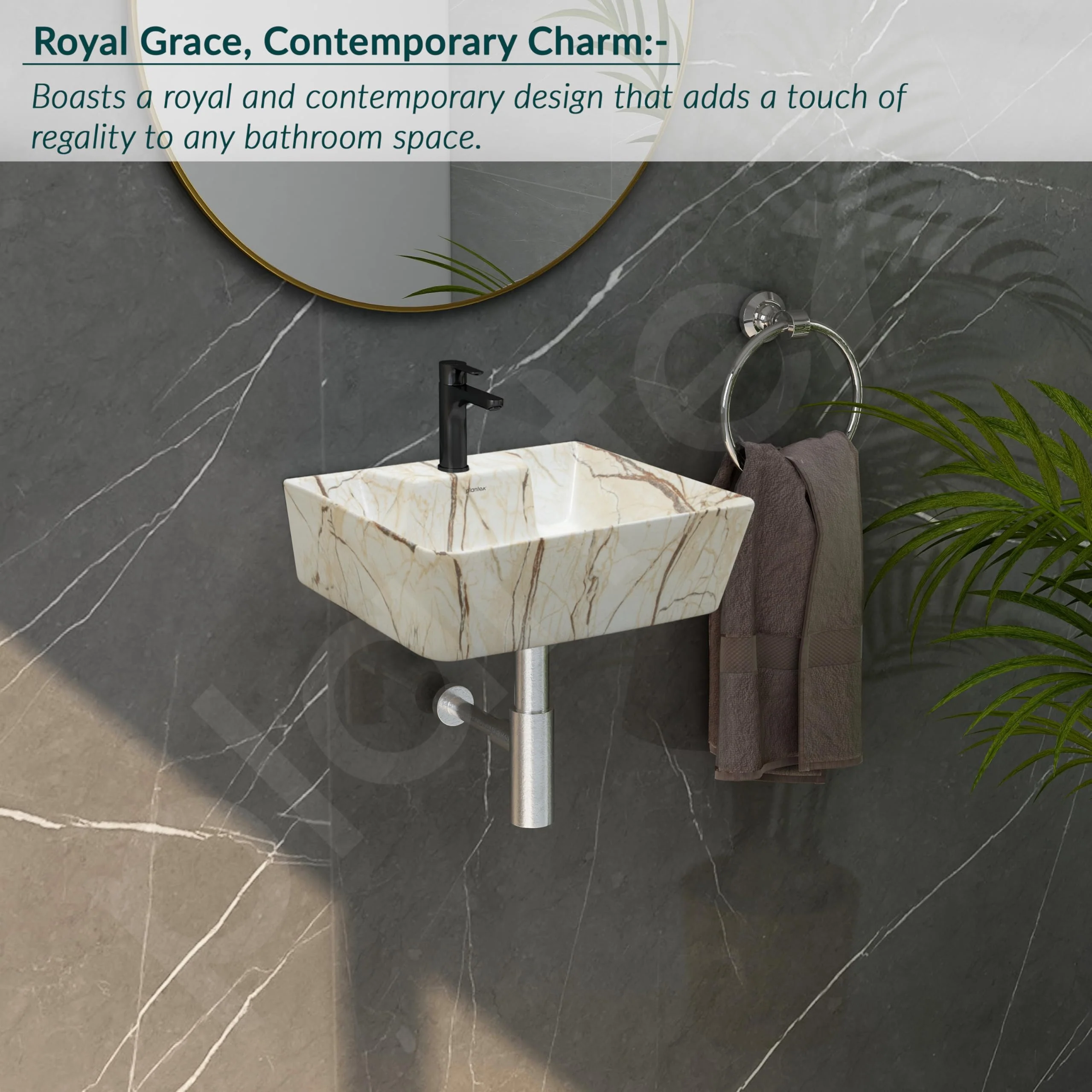 Plantex Wall Mount Wash Basin for Bathroom/Designer Ceramic Small Washbasin/Rectangle Countertop Wash Basin/Home/Office (16 x 12 x 4.5 Inch) - Image 6