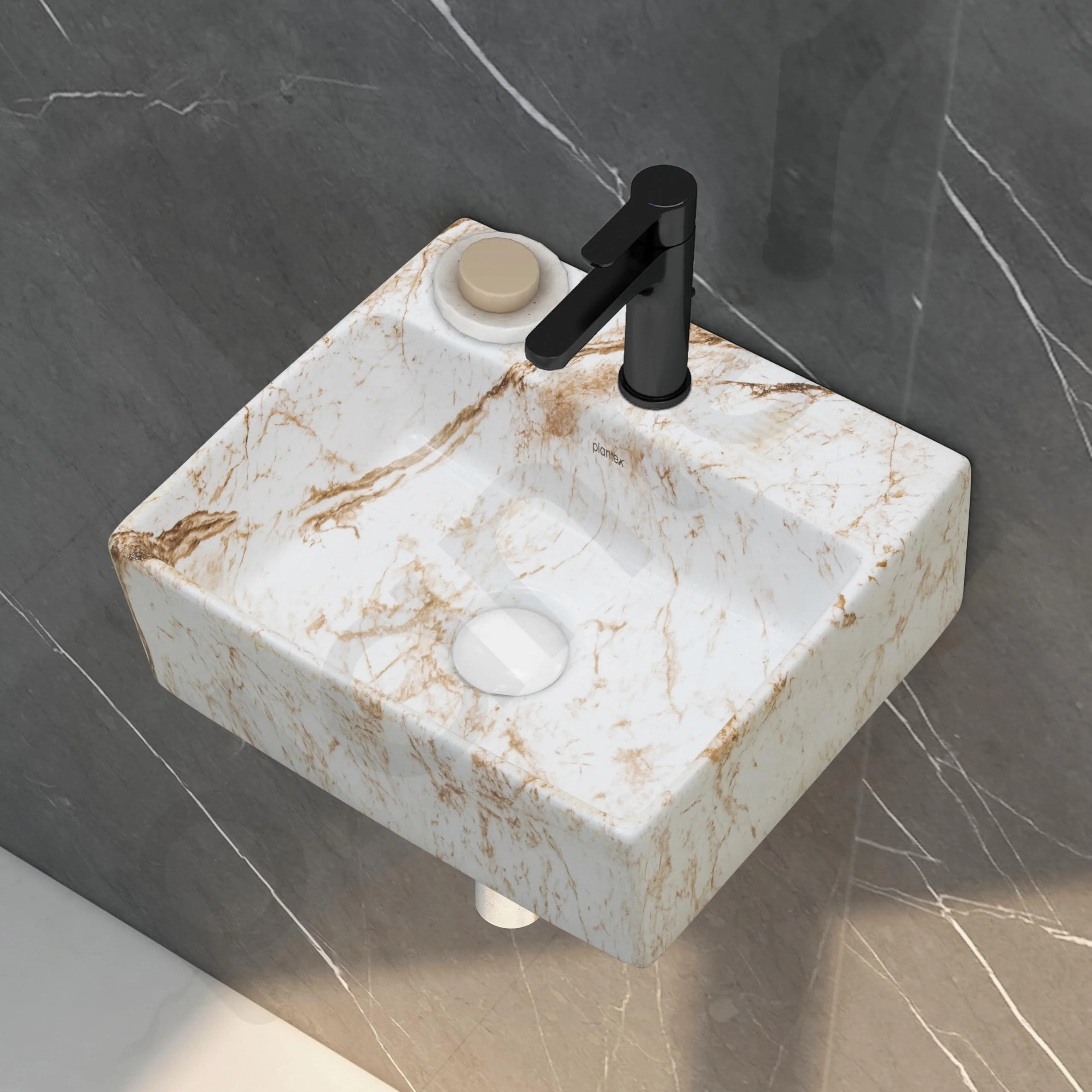 Plantex Wall Mount Washbasin for Bathroom/Designer Ceramic Basin/Rectangle Tabletop Wash Basin/Home/Office (13 x 11.5 x 4.5 Inch) - Image 7