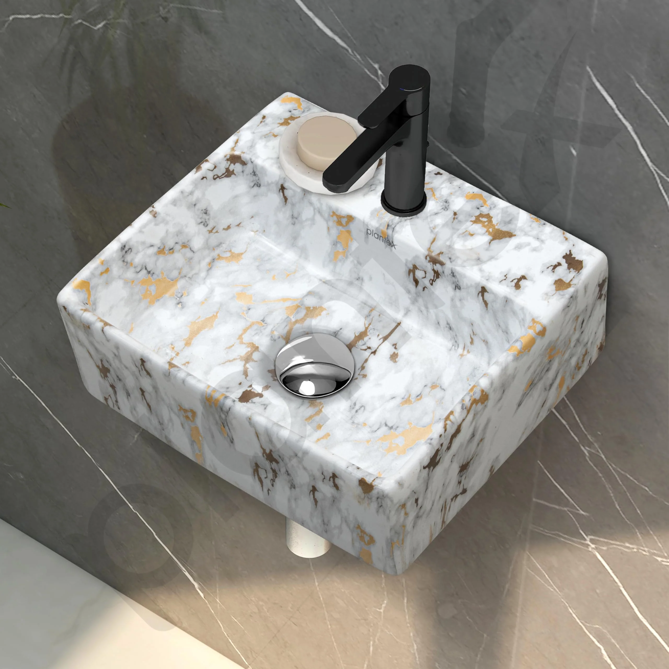 Plantex Wall Mount Washbasin for Bathroom/Designer Ceramic Bathroom Sink/Rectangle Tabletop Wash Basin/Home/Office (13 x 11.5 x 4.5 Inch) - Image 7