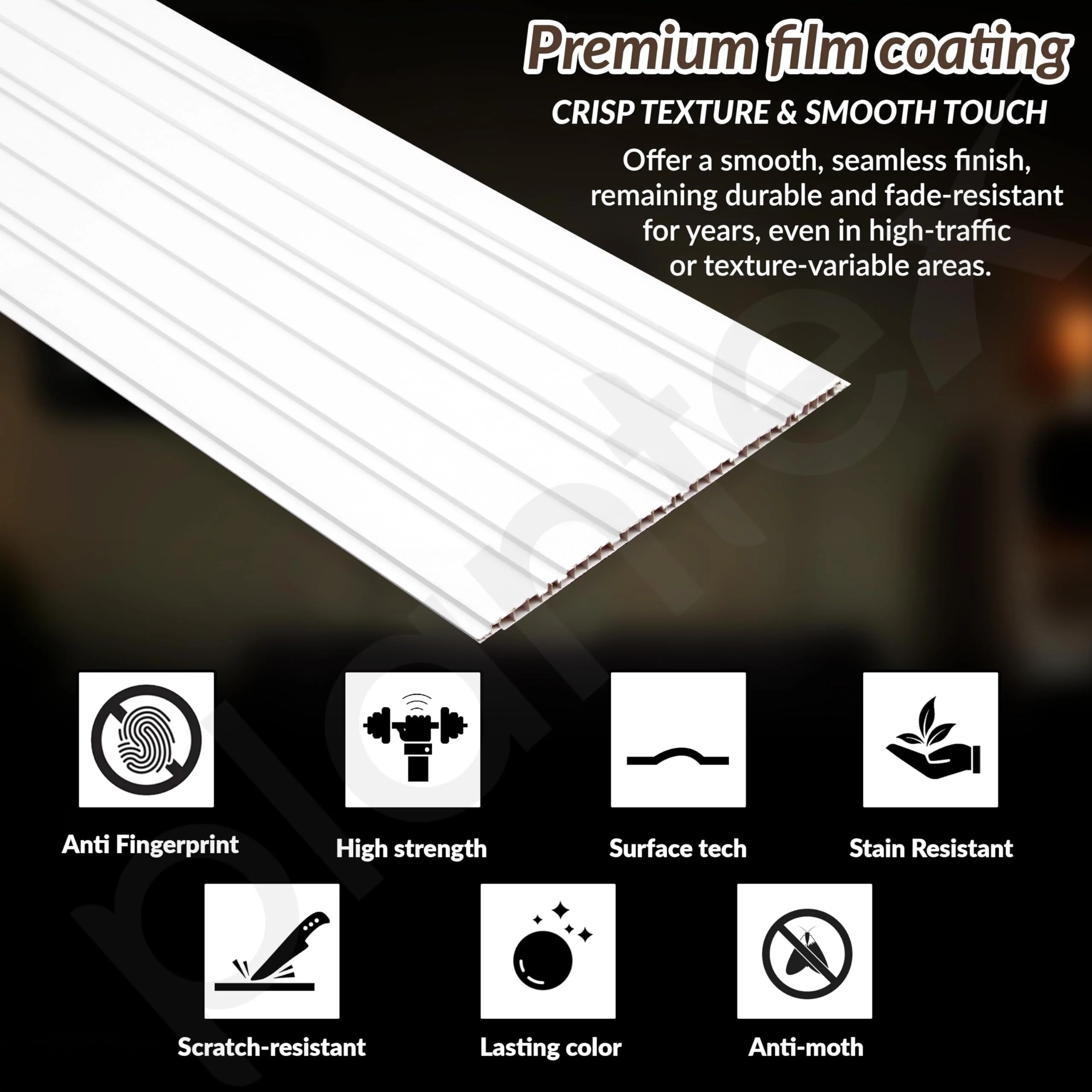 Plantex Wall Panel/PVC Louver Panel for Wall with Size - 12 Inch x 10 Ft/Durable, Lightweight, and Stylish Panels for Office/Hotel/Ideal for Walls & Ceilings - Pack of 1 (White, 5031) - Image 3
