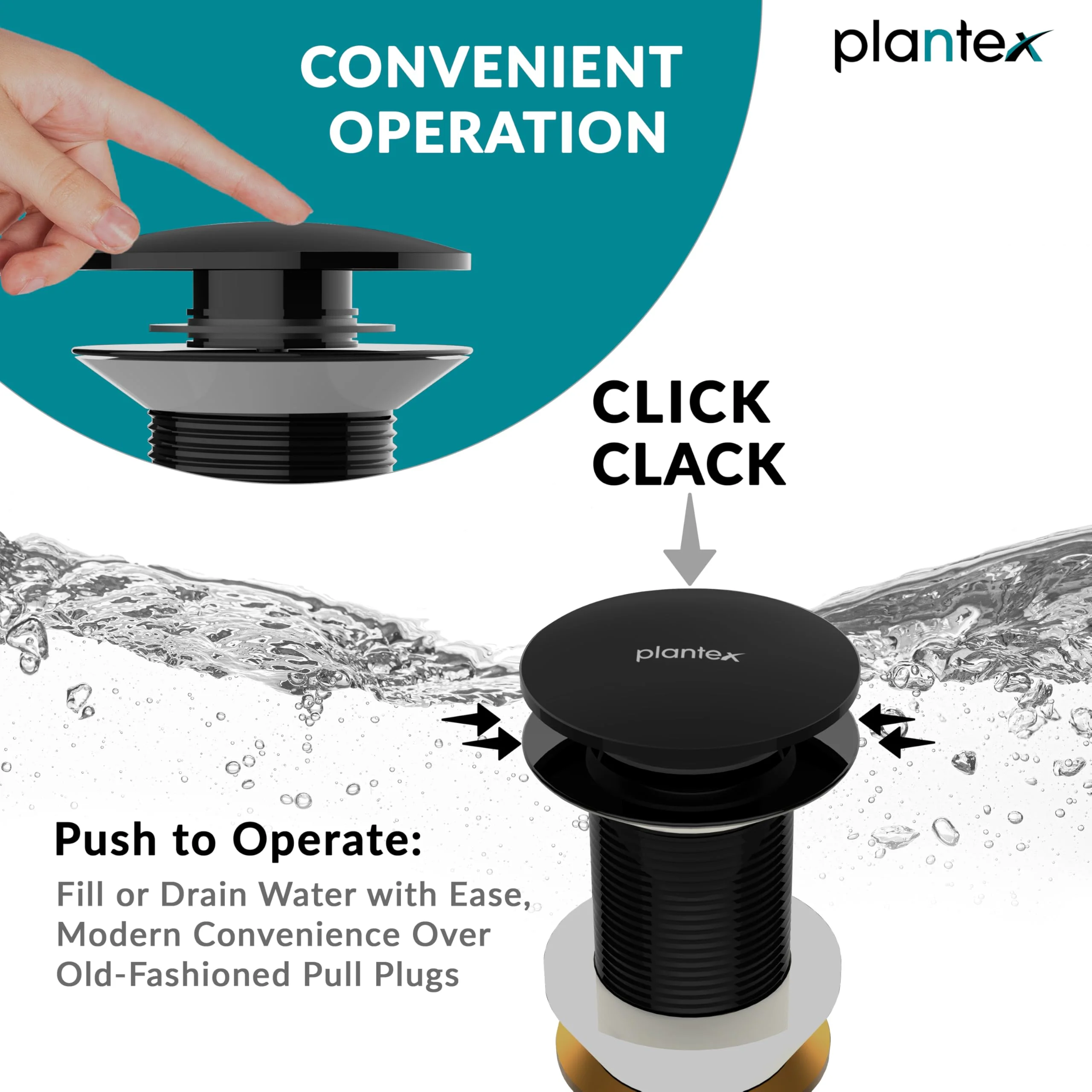 Plantex Waste Coupling for Wash Basin/Pure Brass 5 inch Drain Out let System Full Thread Pop up Coupling for Wash Basin/Wash Basin Accessories (Matt Black - Pack of 1) - Image 4