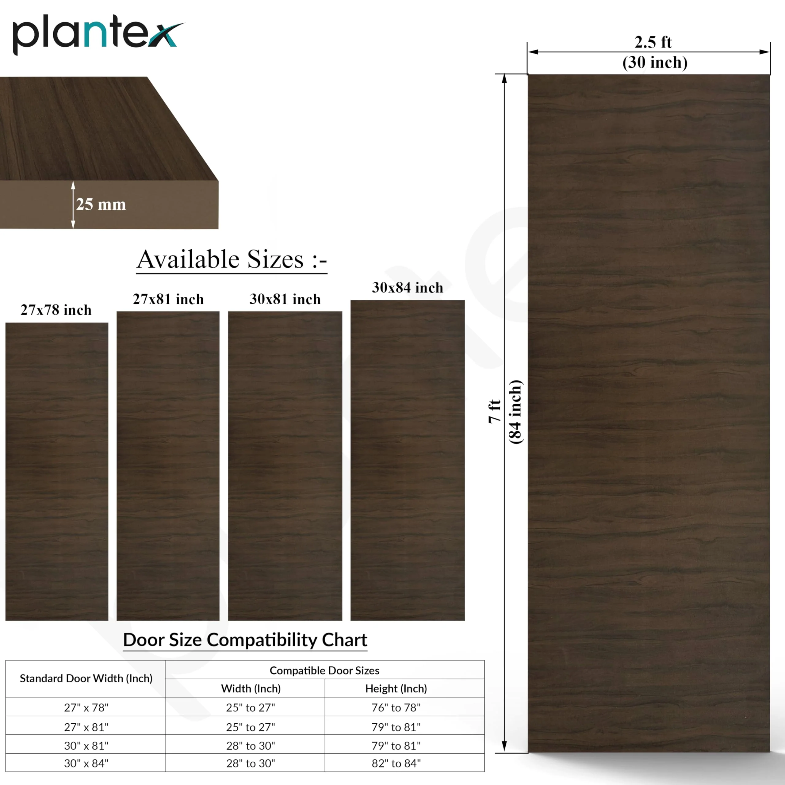 Plantex WPC Doors for Bathroom (25 mm - Thickness)/Waterproof and Termiteproof/2.5x7 Feet Wooden Finished Door for Home/Balcony/Office/Kitchen,Density-600 (30x84 inch,22 kg- Charcoal Oak) - Image 4