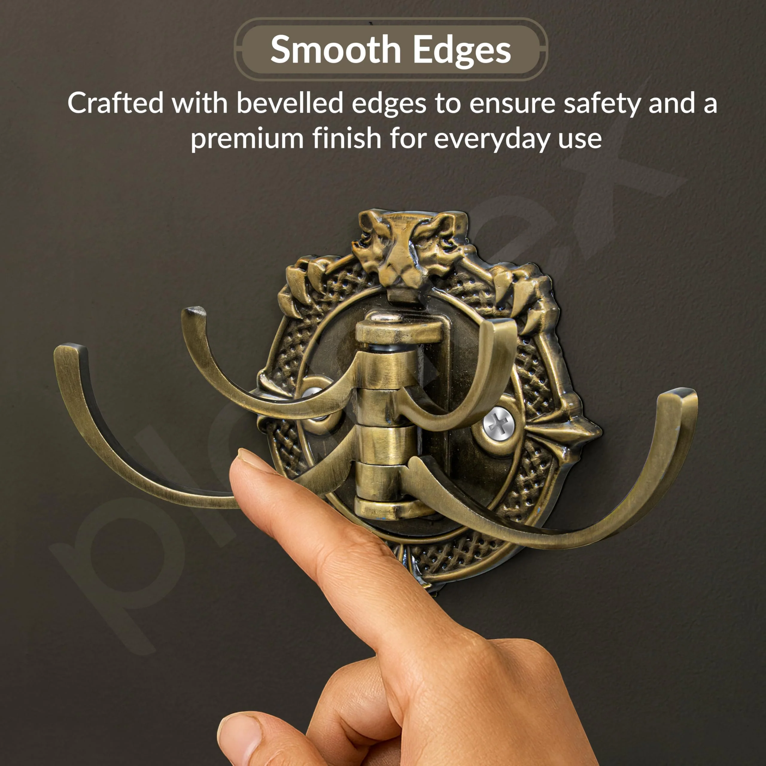 Plantex Zinc Alloy, Antique Robe Hook, Cloth-Towel Hanger Bathroom Accessories (Brass, Lion) - Image 6
